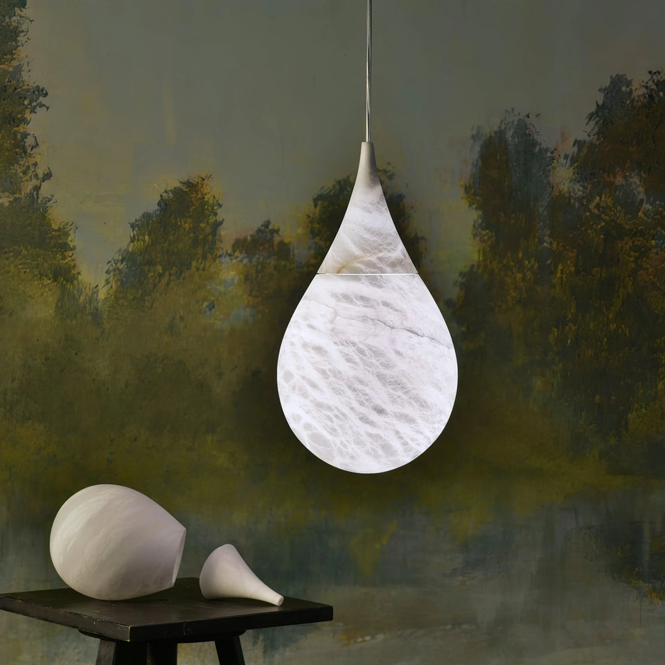 Alabaster White Raindrop Pendant Light
