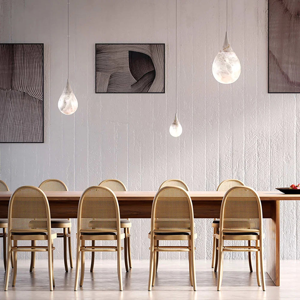 Alabaster White Raindrop Pendant Light