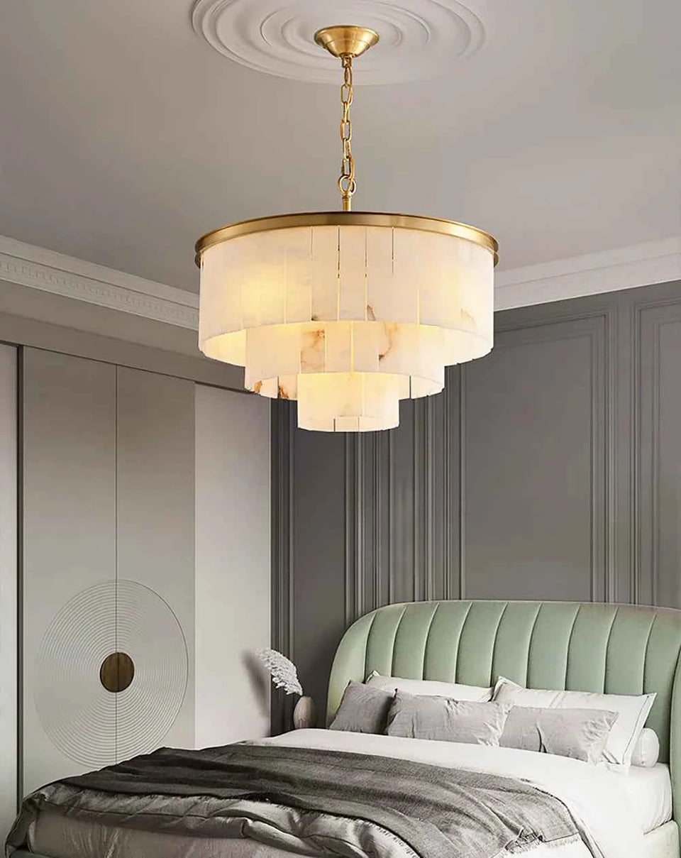 Modern Marble Tiered Chandelier