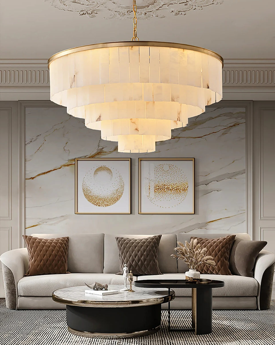 Modern Marble Tiered Chandelier