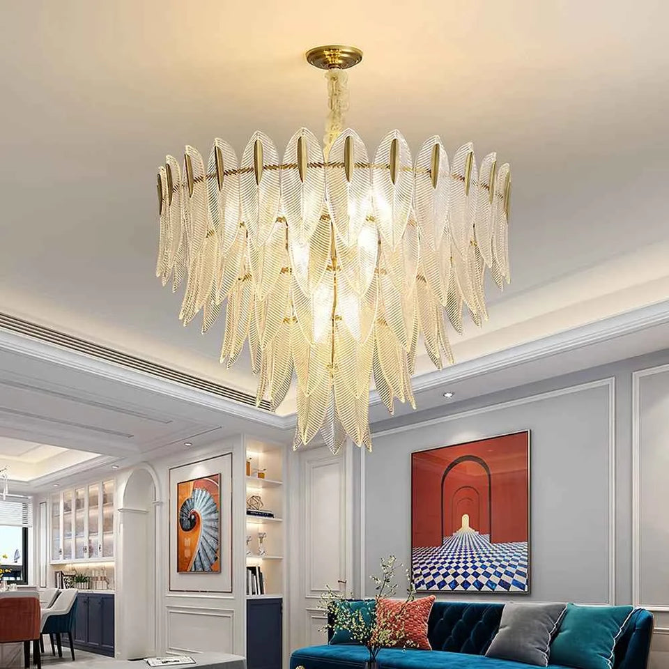 Marilyn Glass Feathers Chandelier