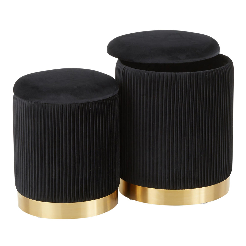 Marla Nesting Pleated Ottoman Set