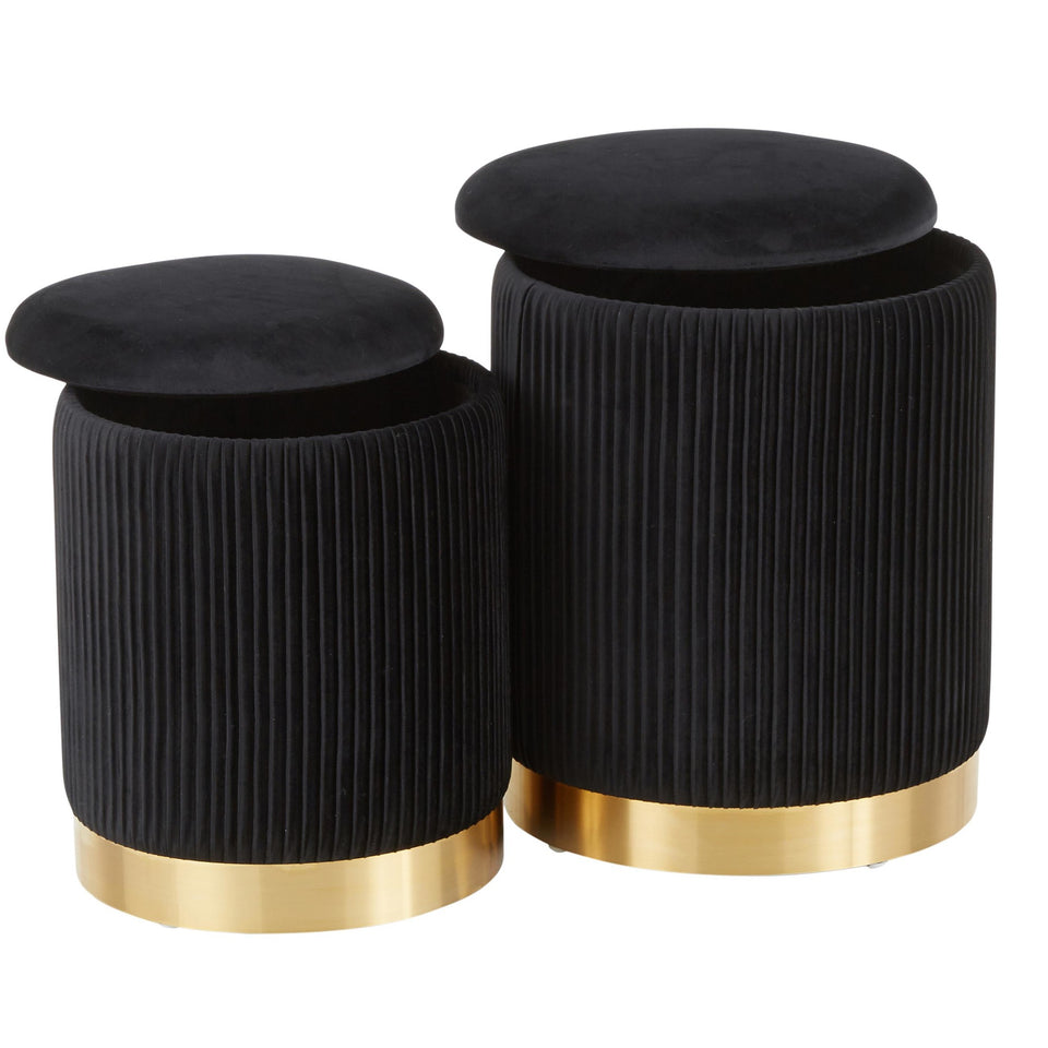 Marla Nesting Pleated Ottoman Set