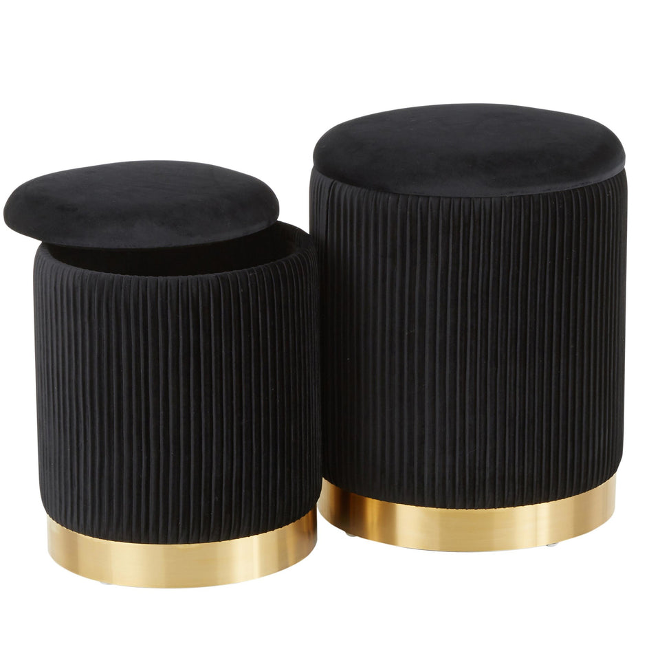 Marla Nesting Pleated Ottoman Set