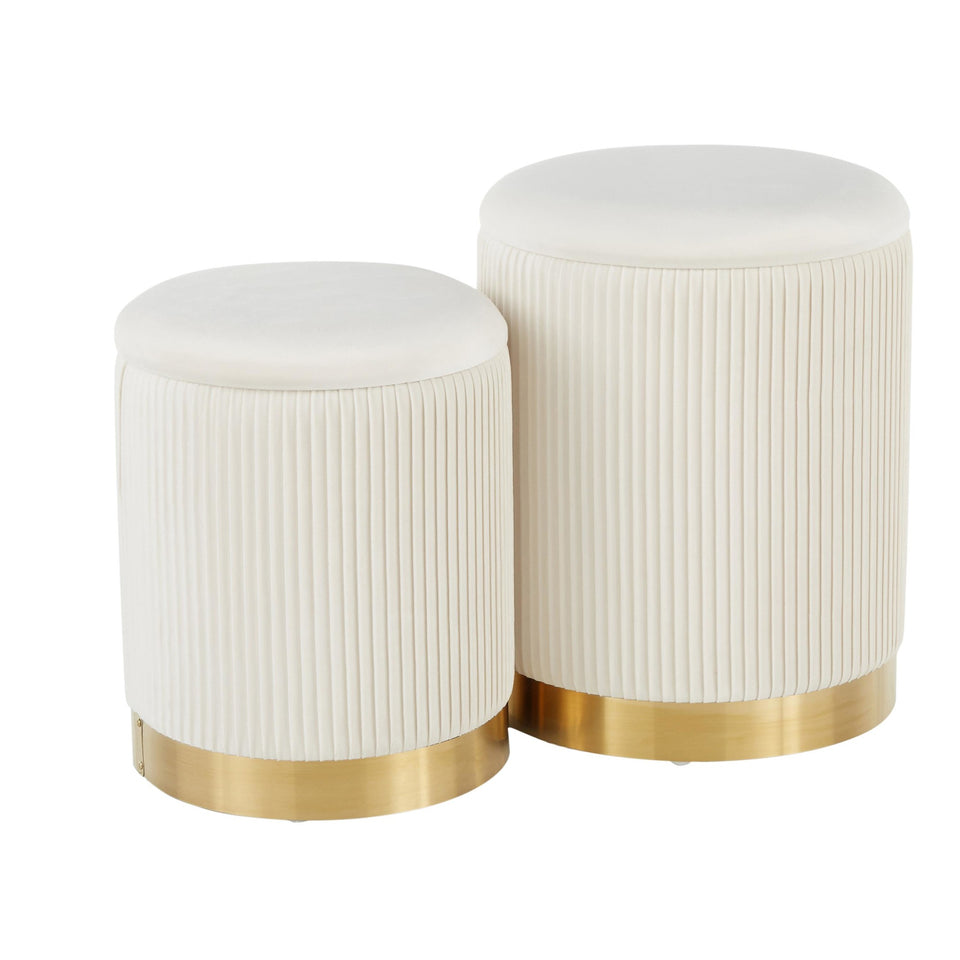 Marla Nesting Pleated Ottoman Set