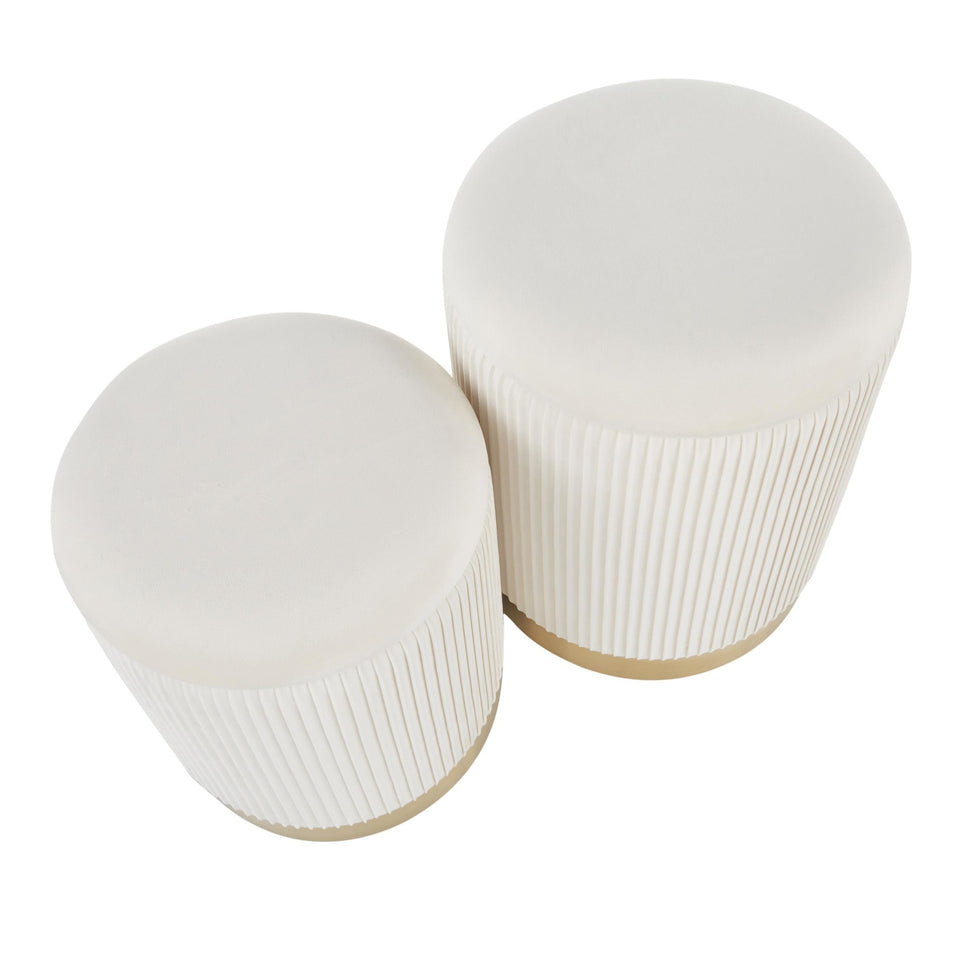 Marla Nesting Pleated Ottoman Set