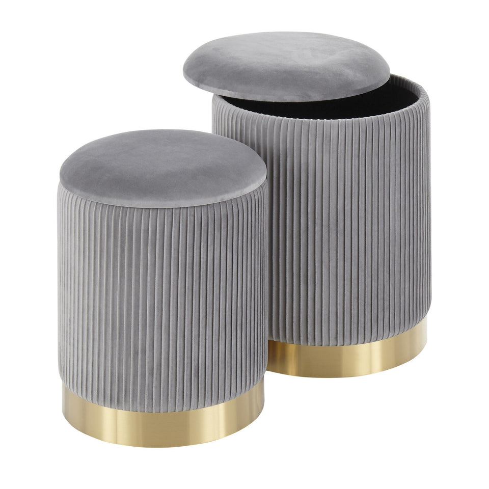 Marla Nesting Pleated Ottoman Set