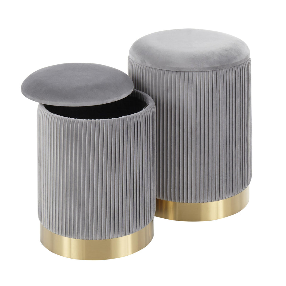 Marla Nesting Pleated Ottoman Set