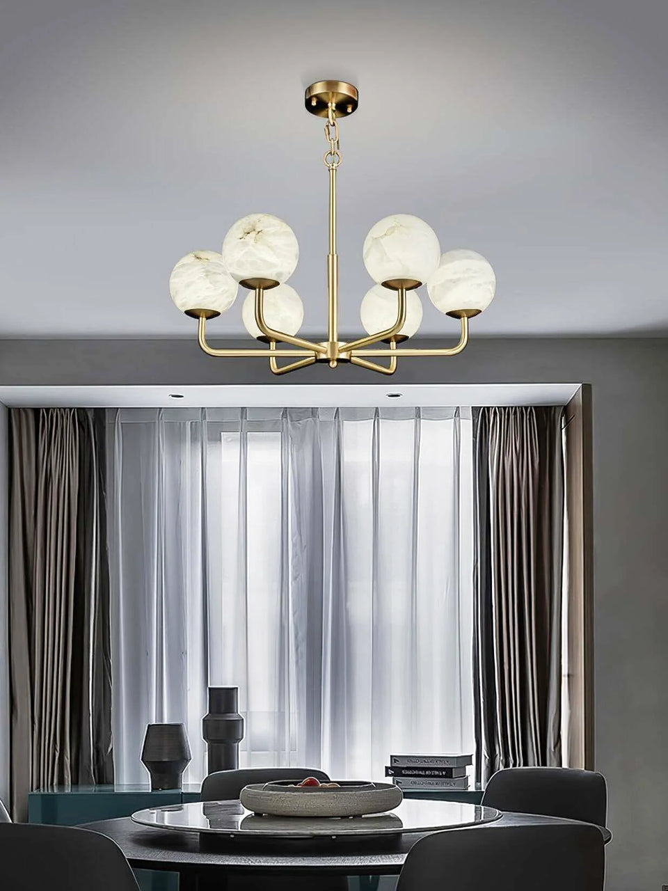 Alabaster Maytoni Erich Brass Chandelier