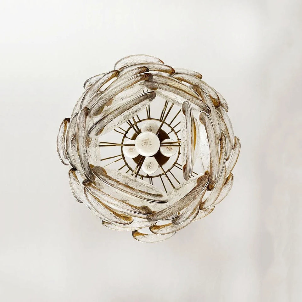 Mazzega Murano Transparent Amber Glasses Chandelier
