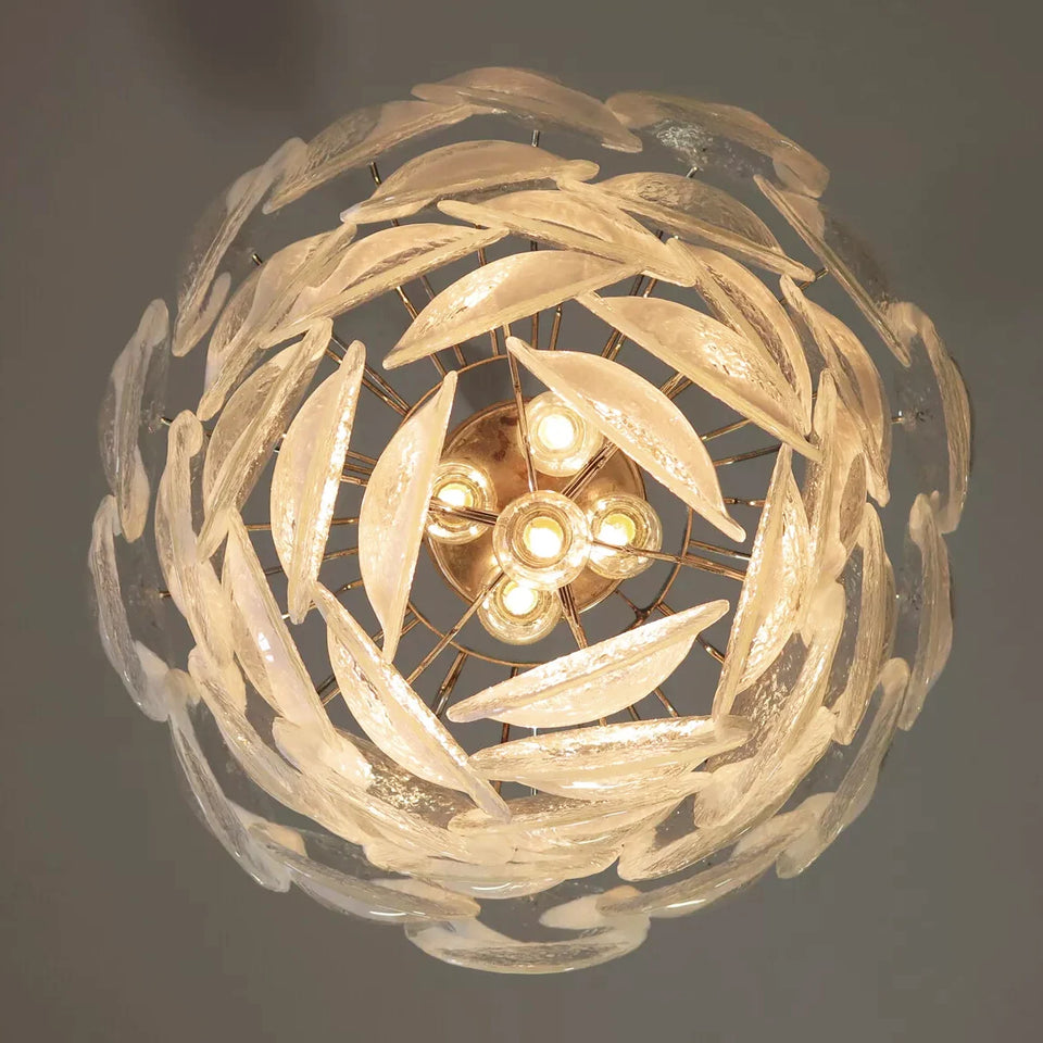 Mazzega Murano Transparent White Glasses Chandelier
