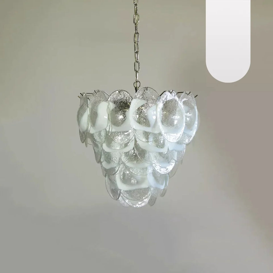 Mazzega Murano Transparent White Glasses Chandelier