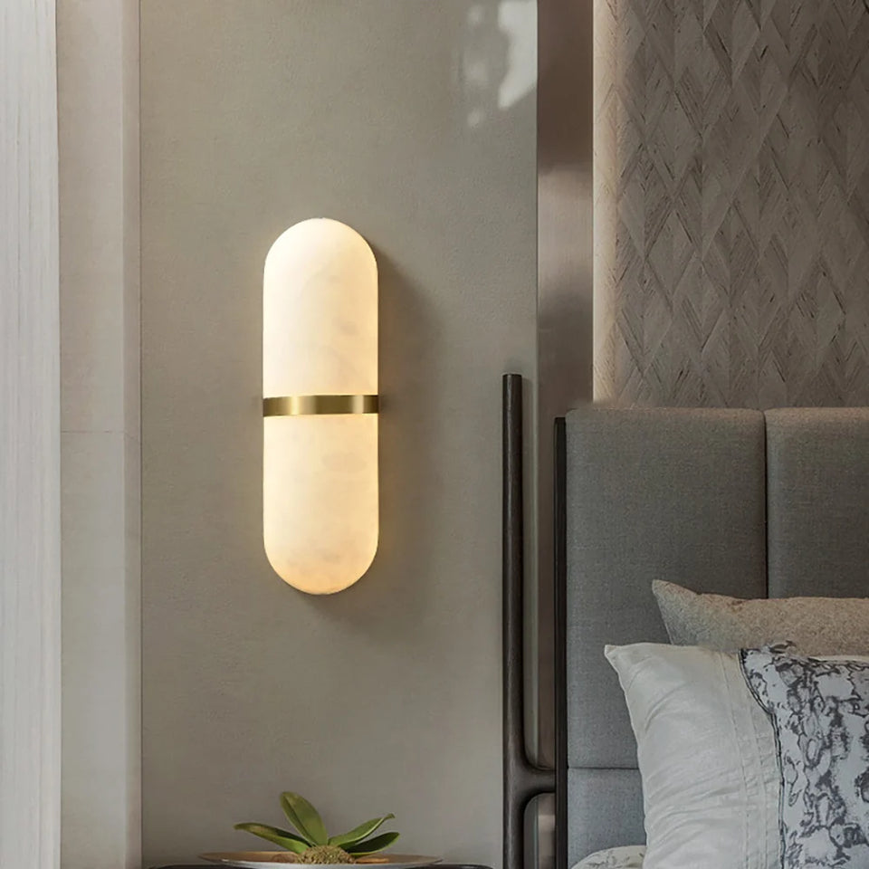 Oval Alabaster Semi Circular Wall Lamp