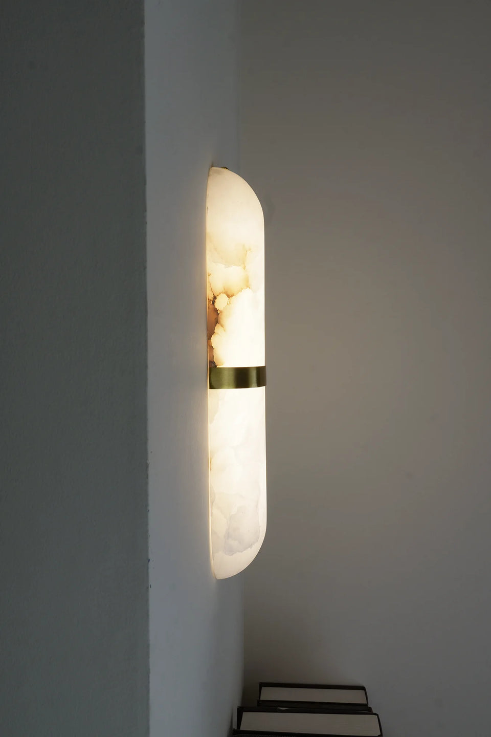 Oval Alabaster Semi Circular Wall Lamp