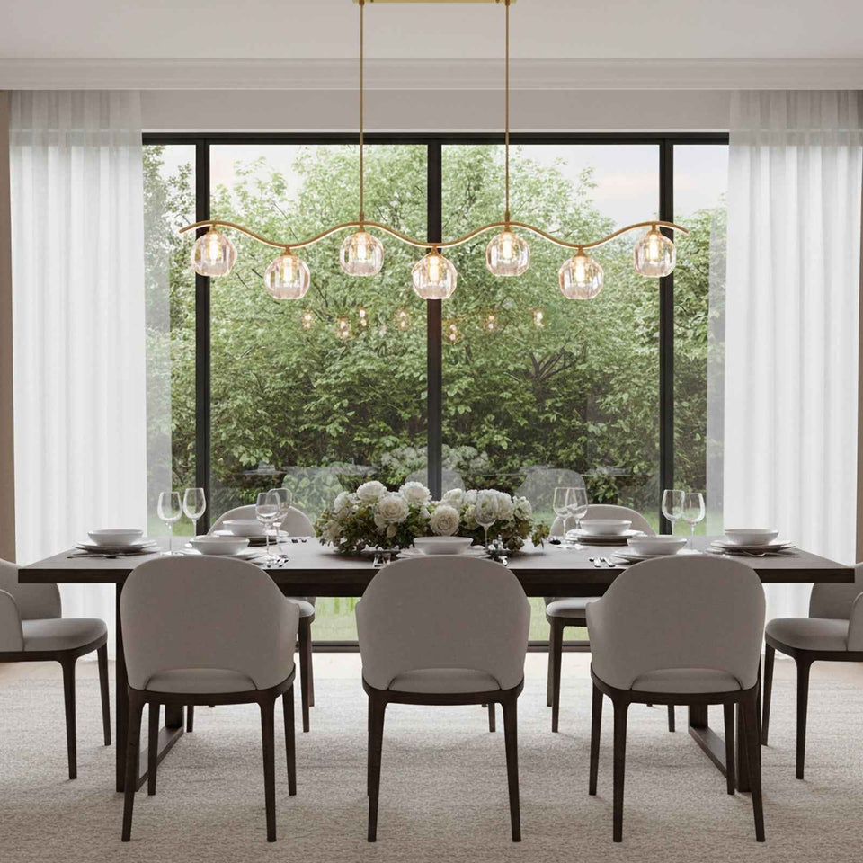 Minimalist Wave Glass Orb Chandelier