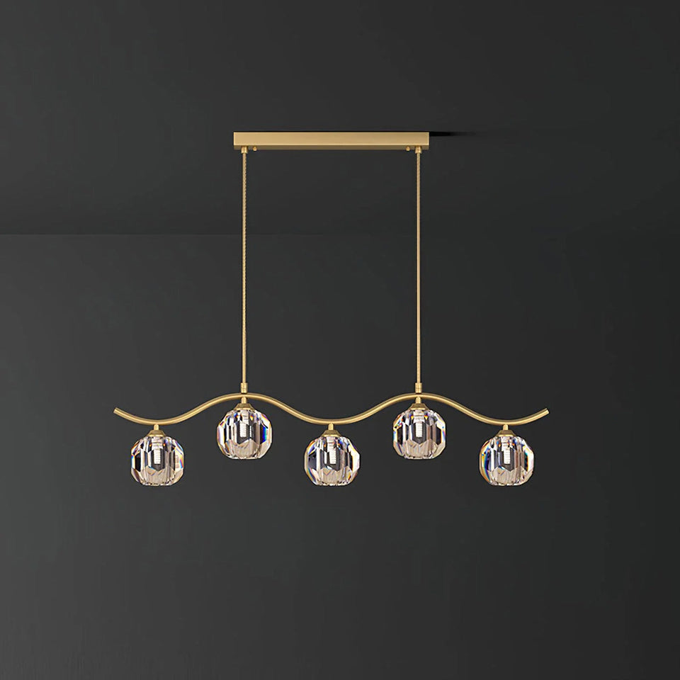 Minimalist Wave Glass Orb Chandelier