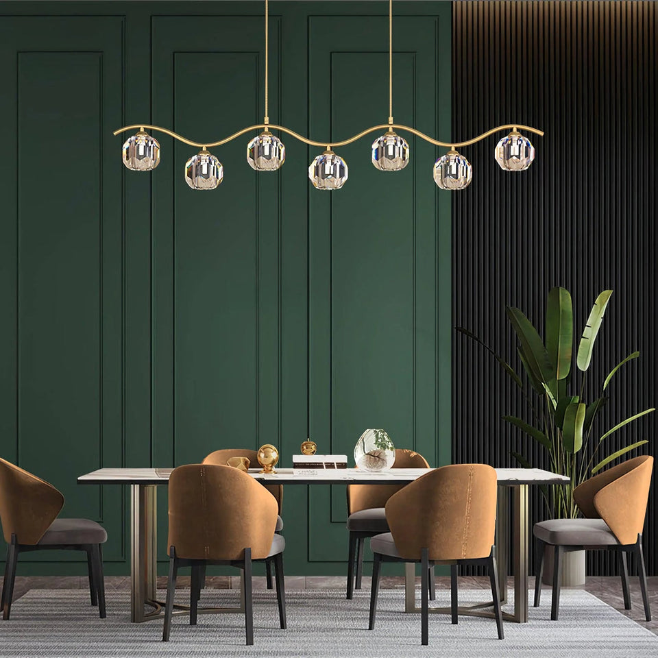 Minimalist Wave Glass Orb Chandelier