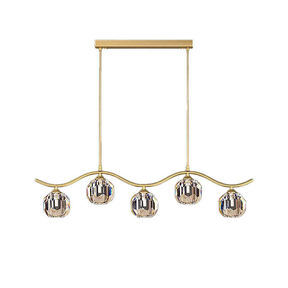 Minimalist Wave Glass Orb Chandelier