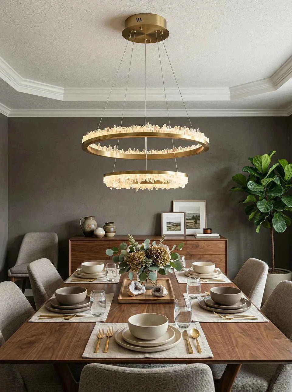 Minimalistic Crystal LED Chandelier