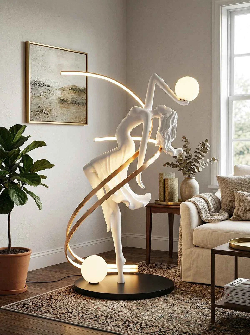 Misha Goddess White Statue Floor Lamp