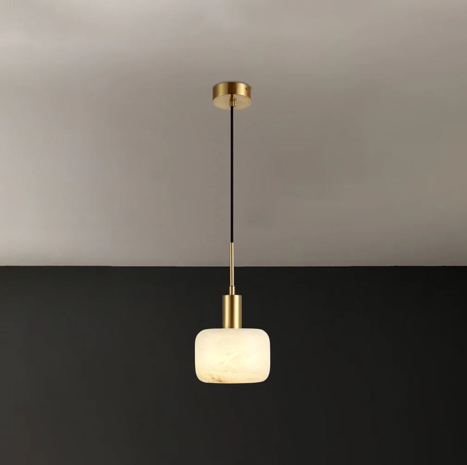 Modern Cylinder Copper Marble Pendant Light