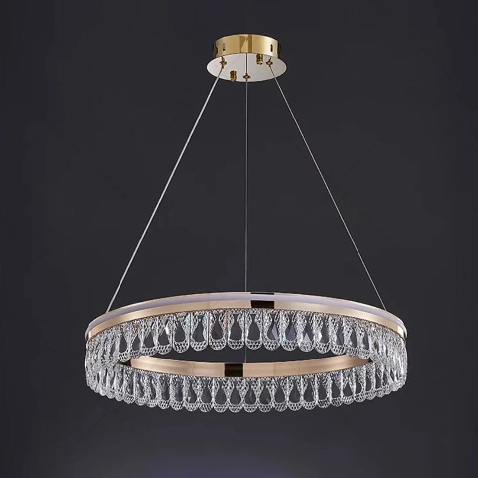 Modern Large Crystal Ring Chandelier
