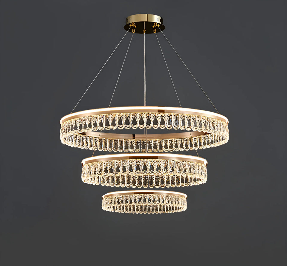 Modern Large Crystal Ring Chandelier