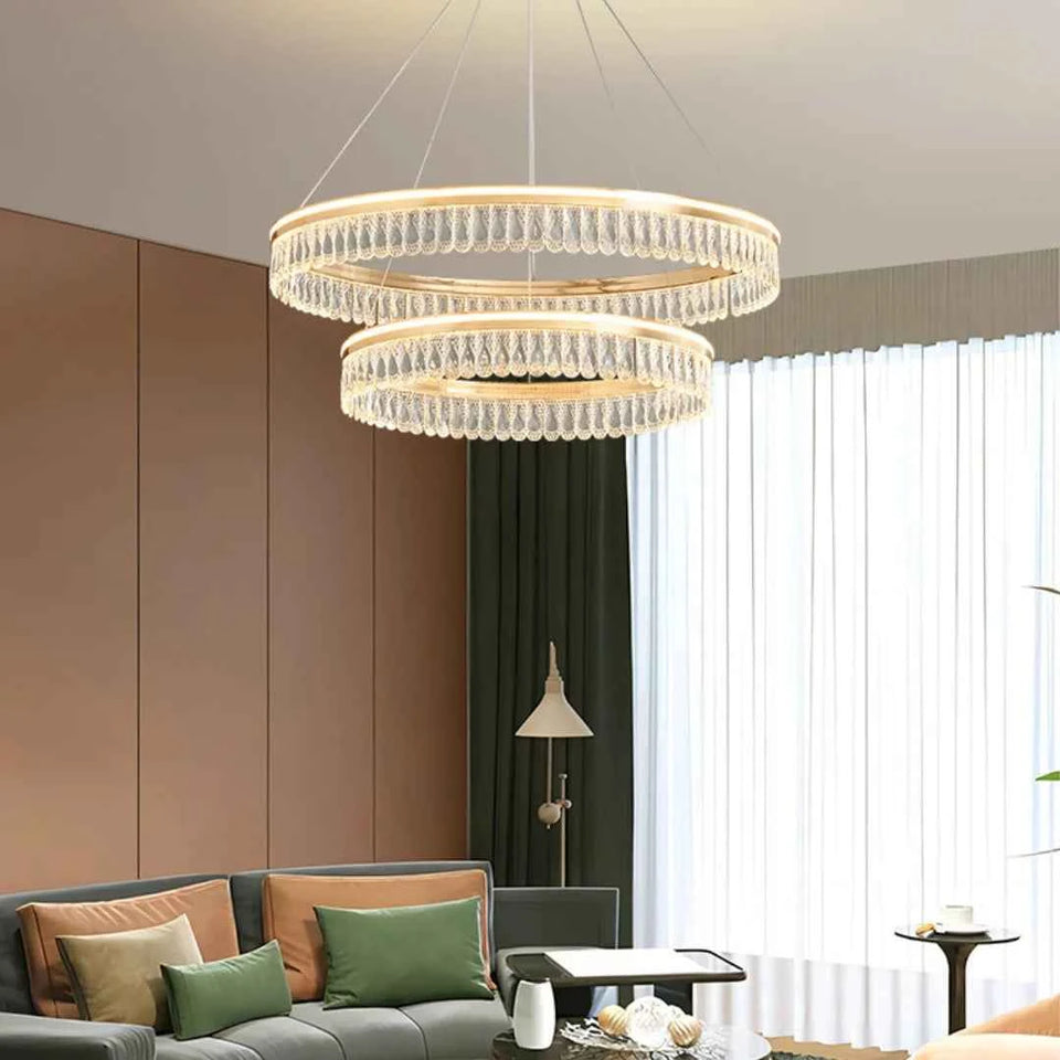 Modern Large Crystal Ring Chandelier