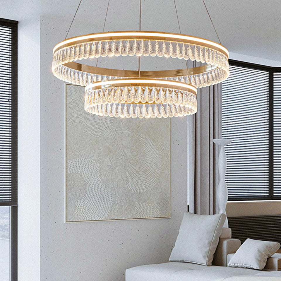 Modern Large Crystal Ring Chandelier