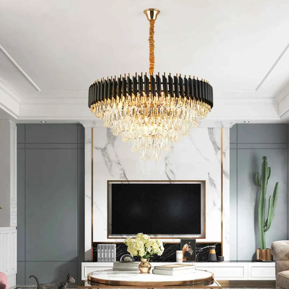 Round Raindrop Crystal Chandelier