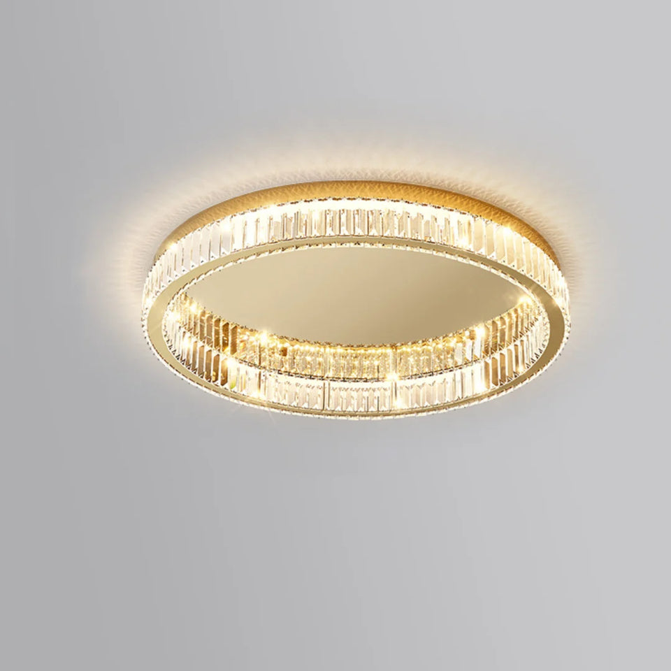 Gold Round Crystal Ceiling Light