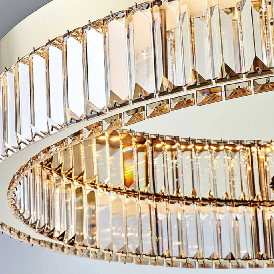 Gold Round Crystal Ceiling Light