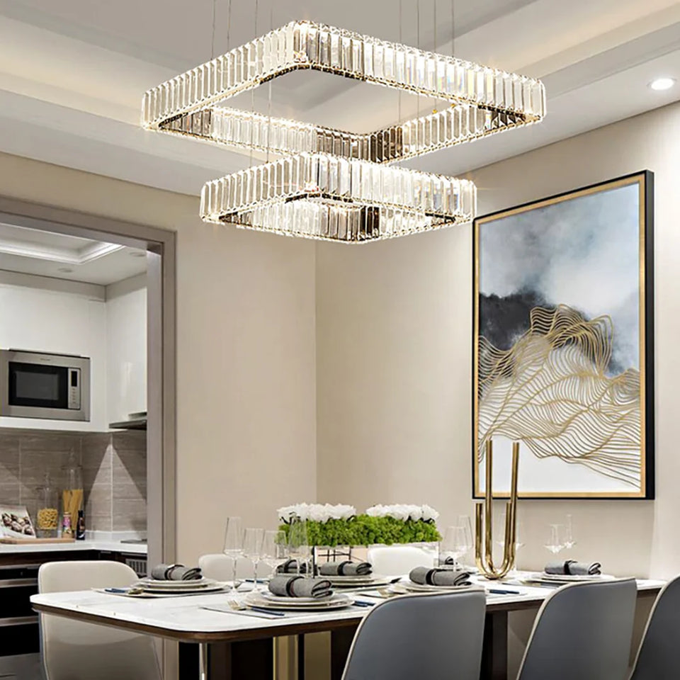 Modern Square Crystal Chandelier