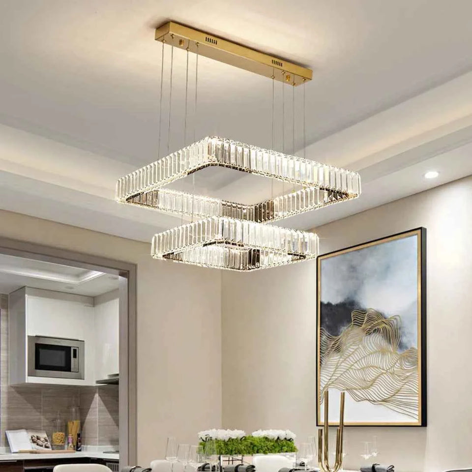 Modern Square Crystal Chandelier