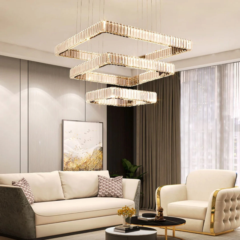 Modern Square Crystal Chandelier