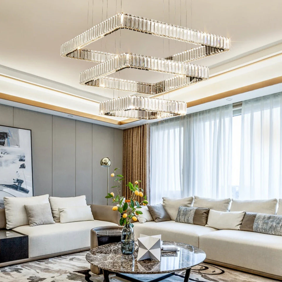 Modern Square Crystal Chandelier