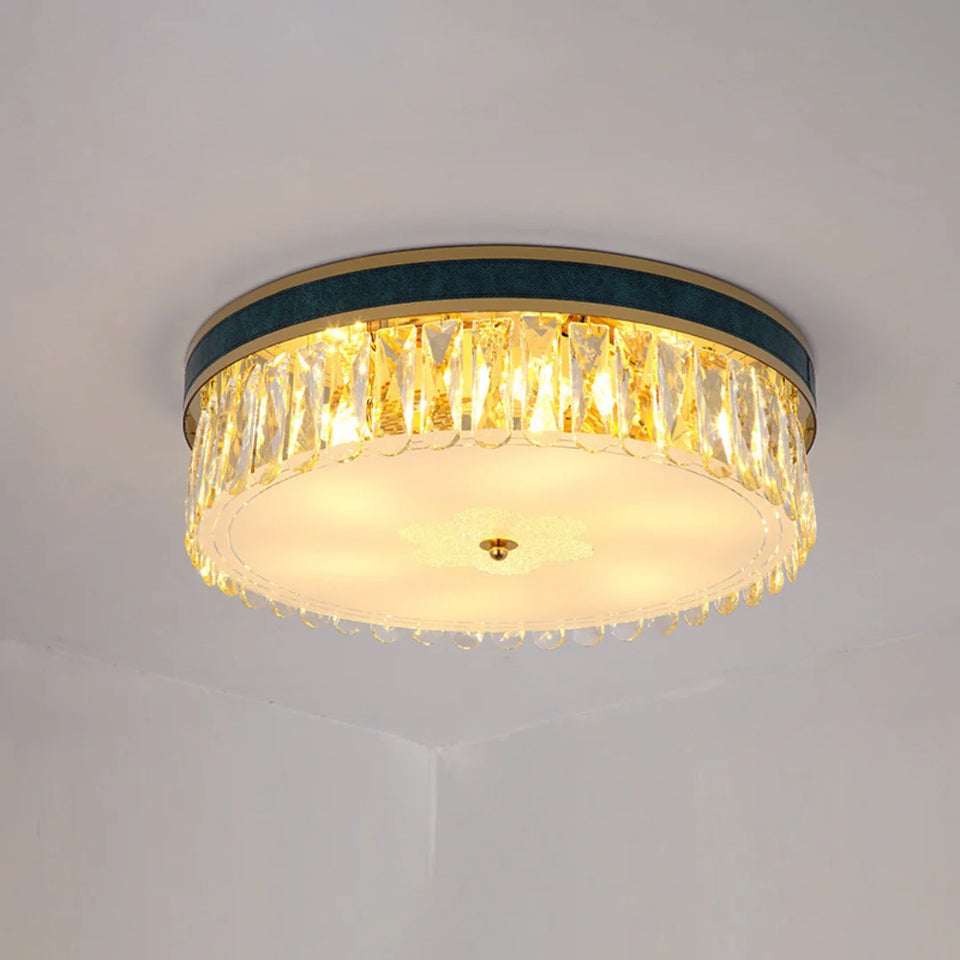 Modern Leather Crystal Ceiling Lamp
