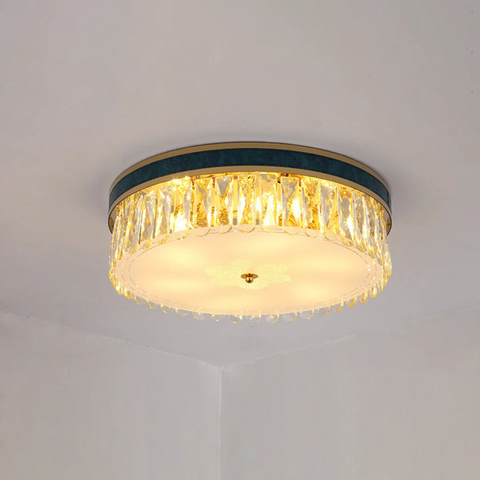 Modern Leather Crystal Ceiling Lamp