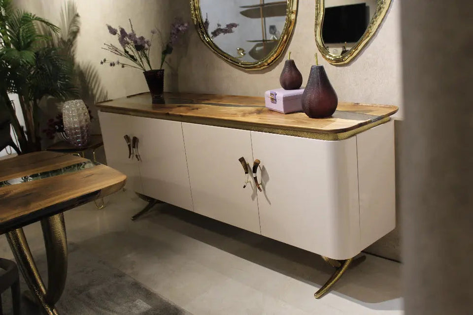 Resin and Walnut Credenza - Modern Sideboard | Ivory Collection