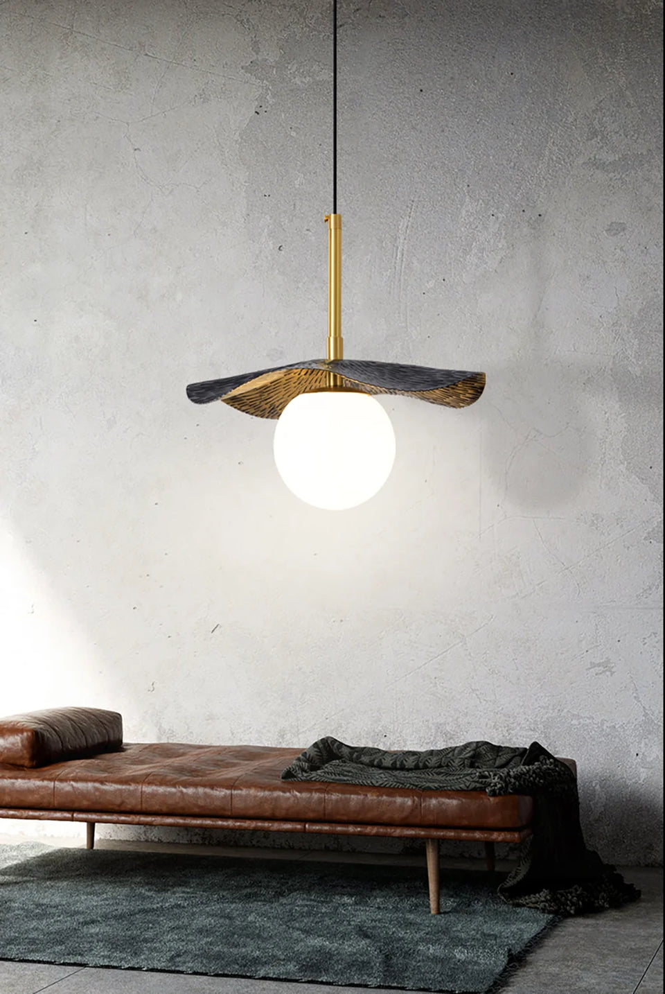 Alabaster Montera Brass Pendant Light