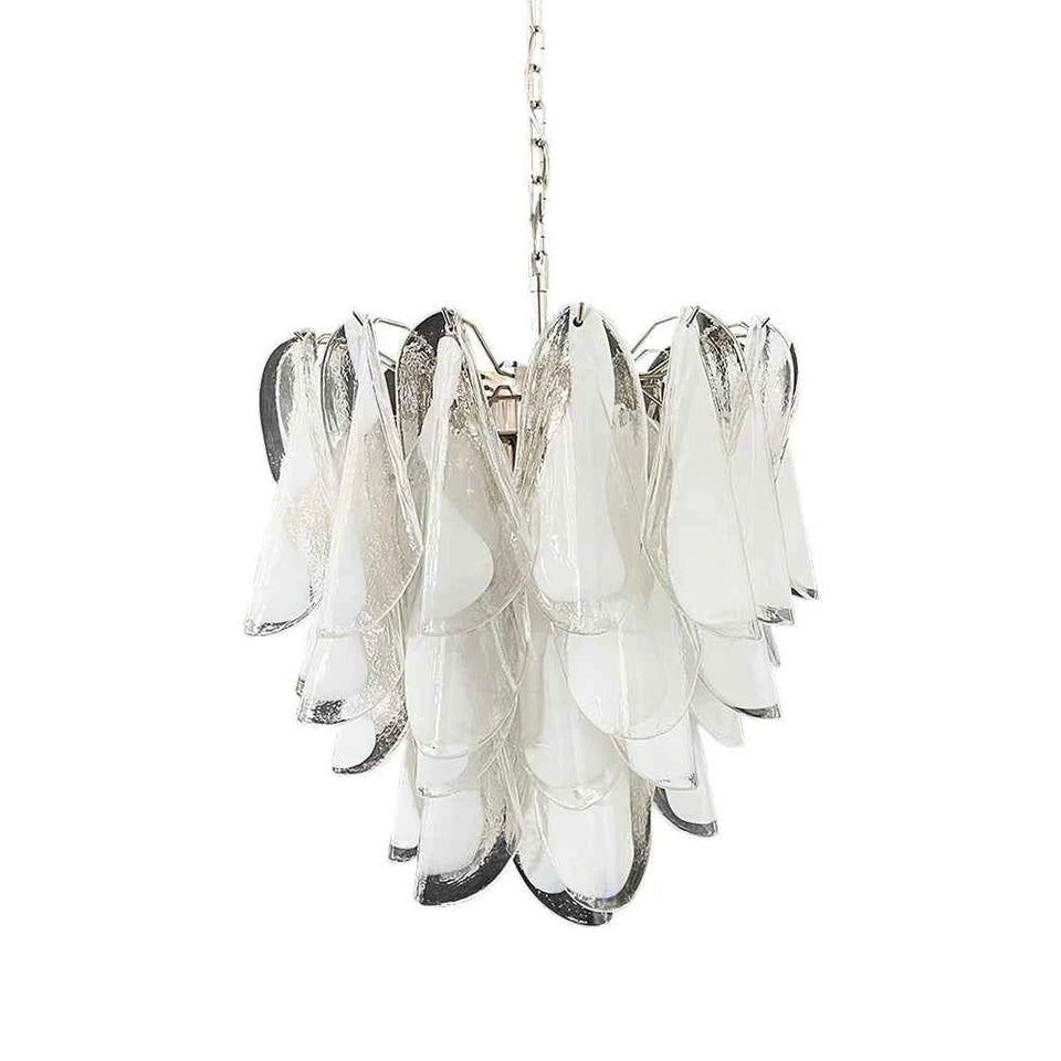 Transparent+White glass chandelier - front view