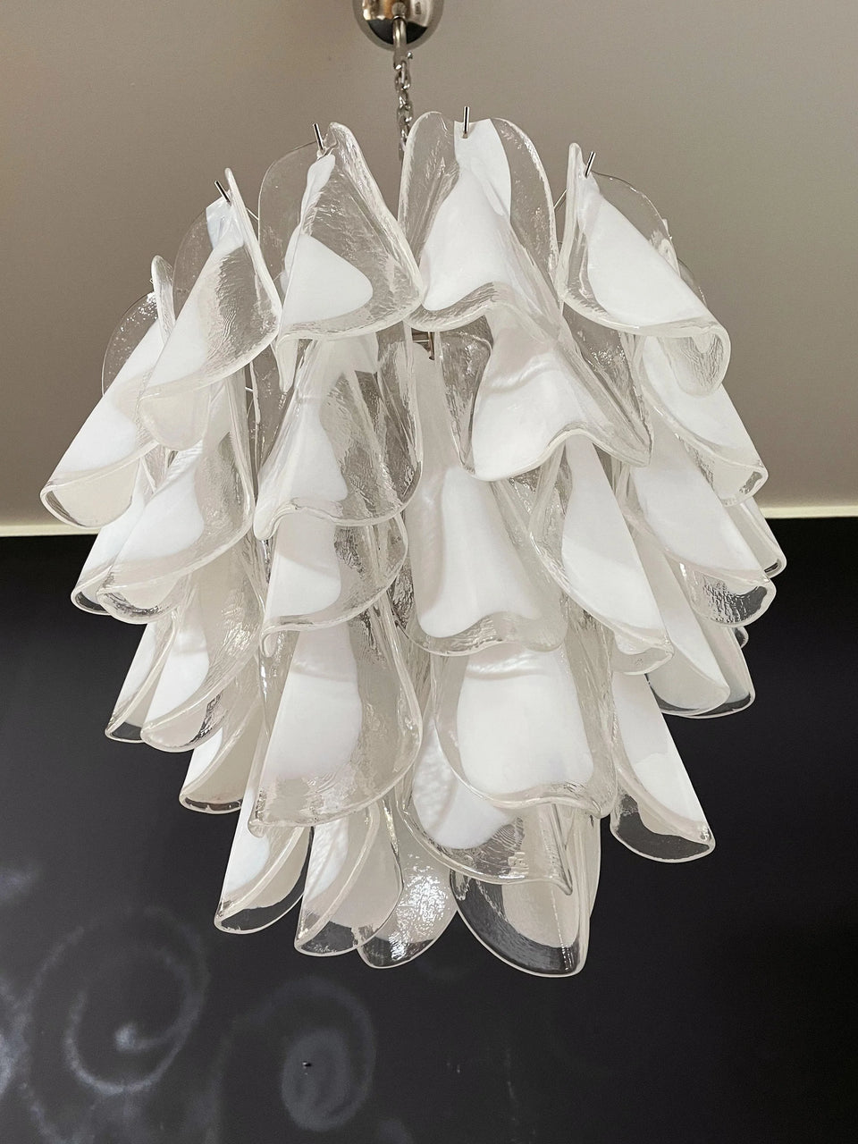 Transparent+White glass chandelier - additional view 10
