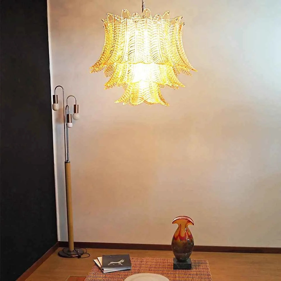 Murano Amber Ferns Glass Chandelier
