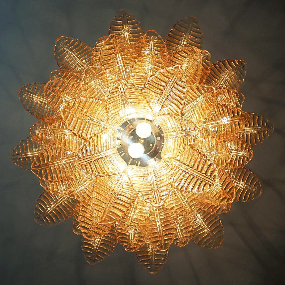 Murano Amber Ferns Glass Chandelier