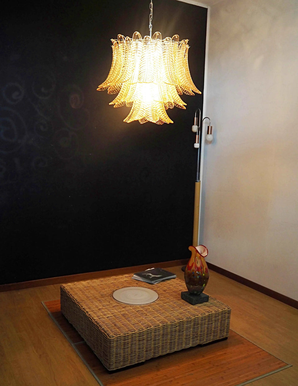 Murano Amber Ferns Glass Chandelier