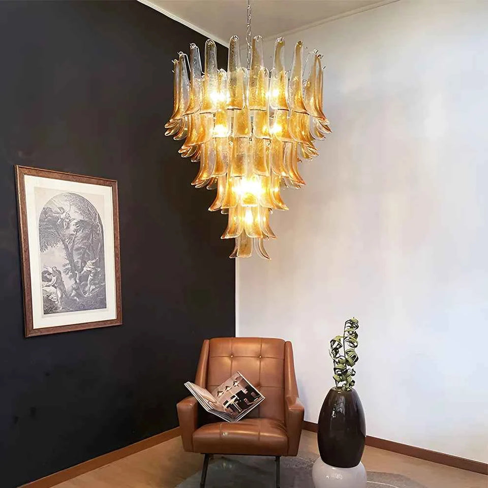 Murano Amber Glass Petals Chandelier