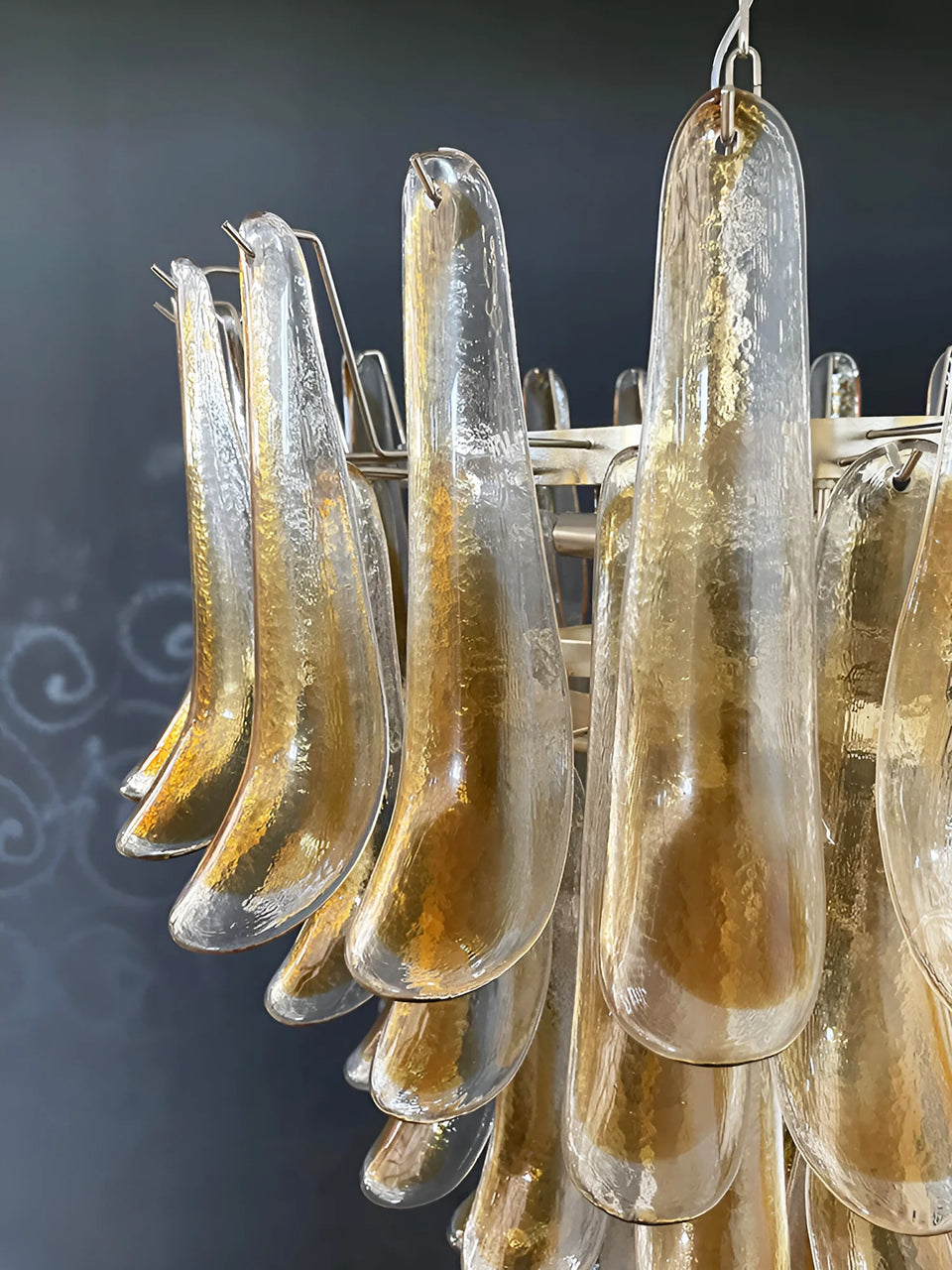 Murano Amber Glass Petals Chandelier