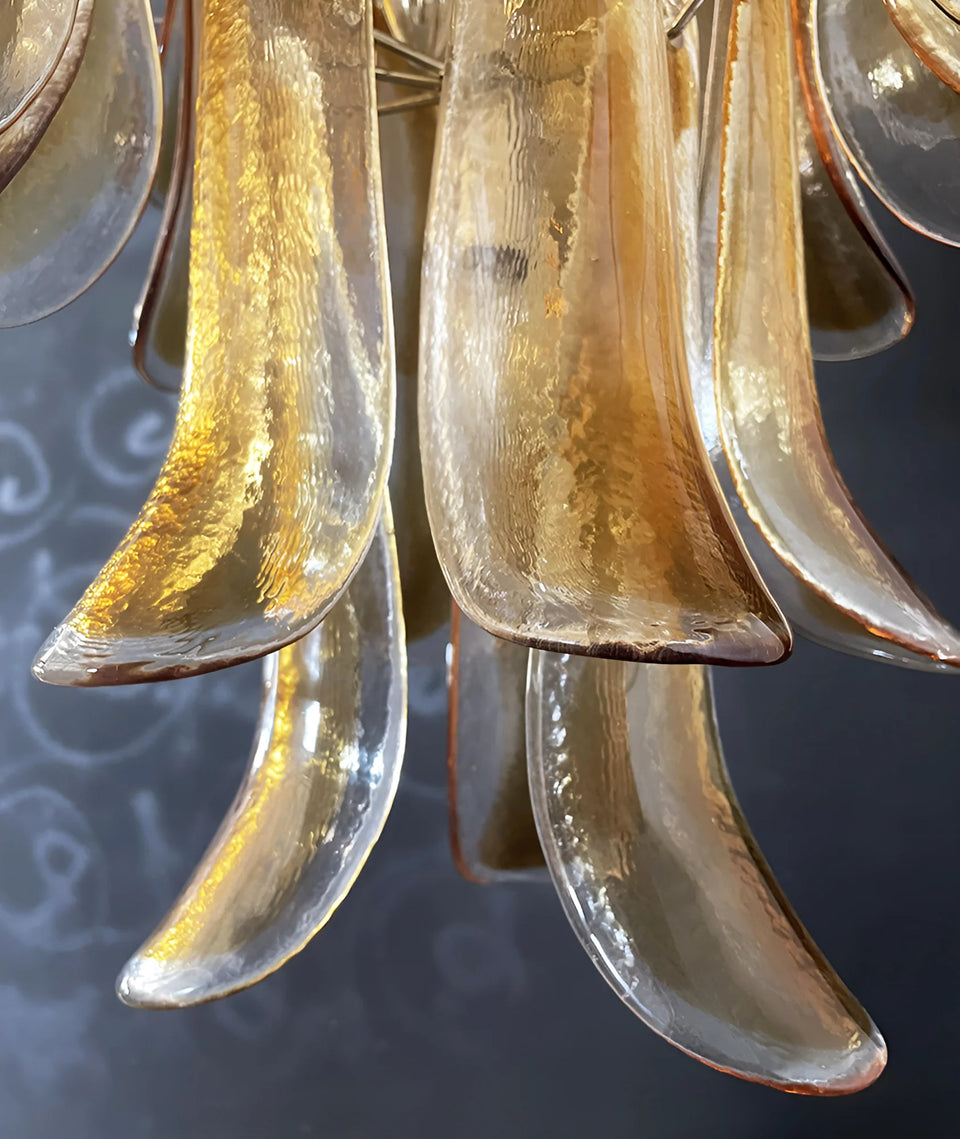 Murano Amber Glass Petals Chandelier