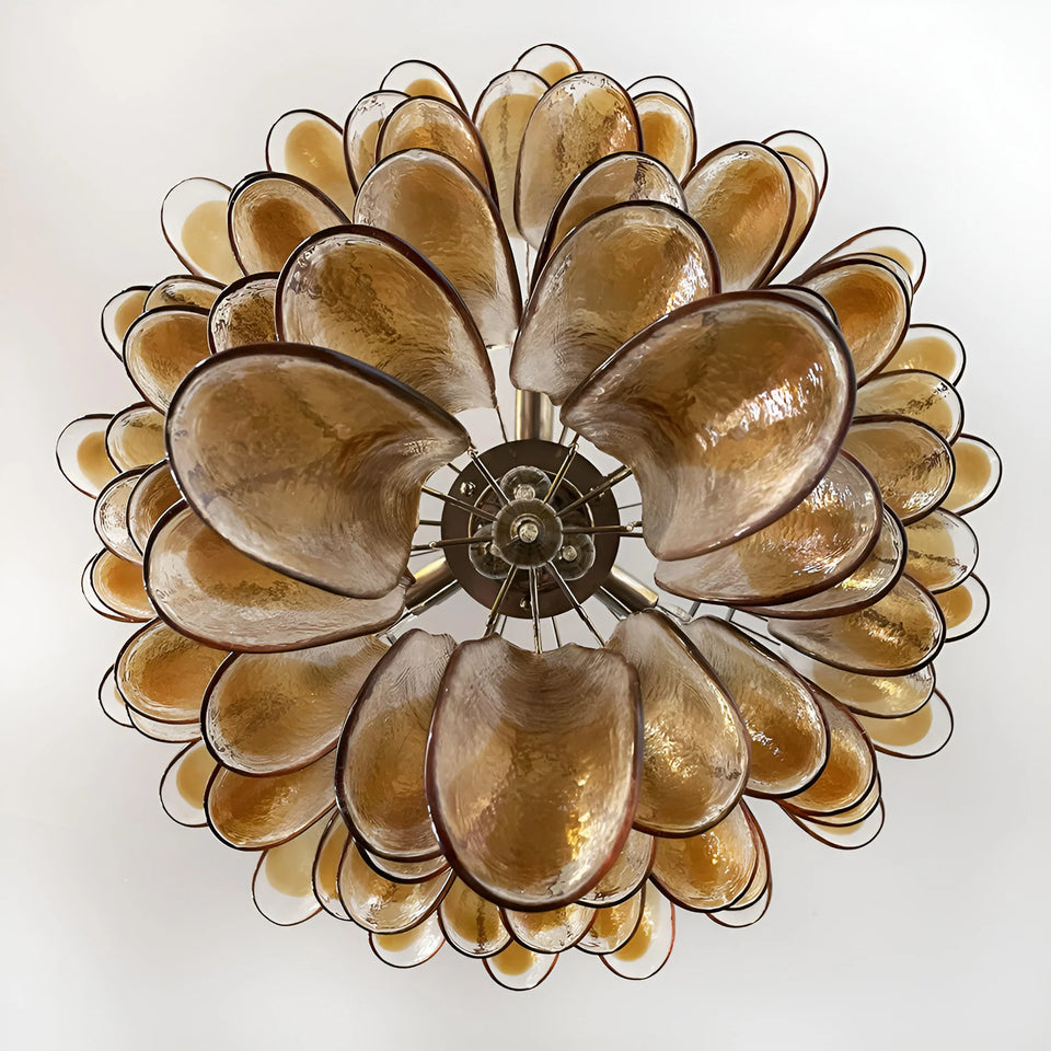 Murano Amber Glass Petals Chandelier