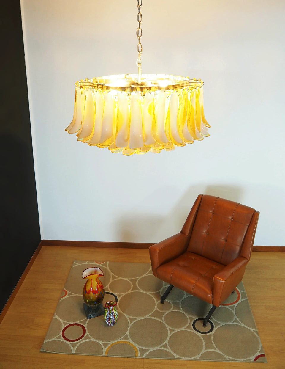 Murano Caramel Glass Petal Chandelier